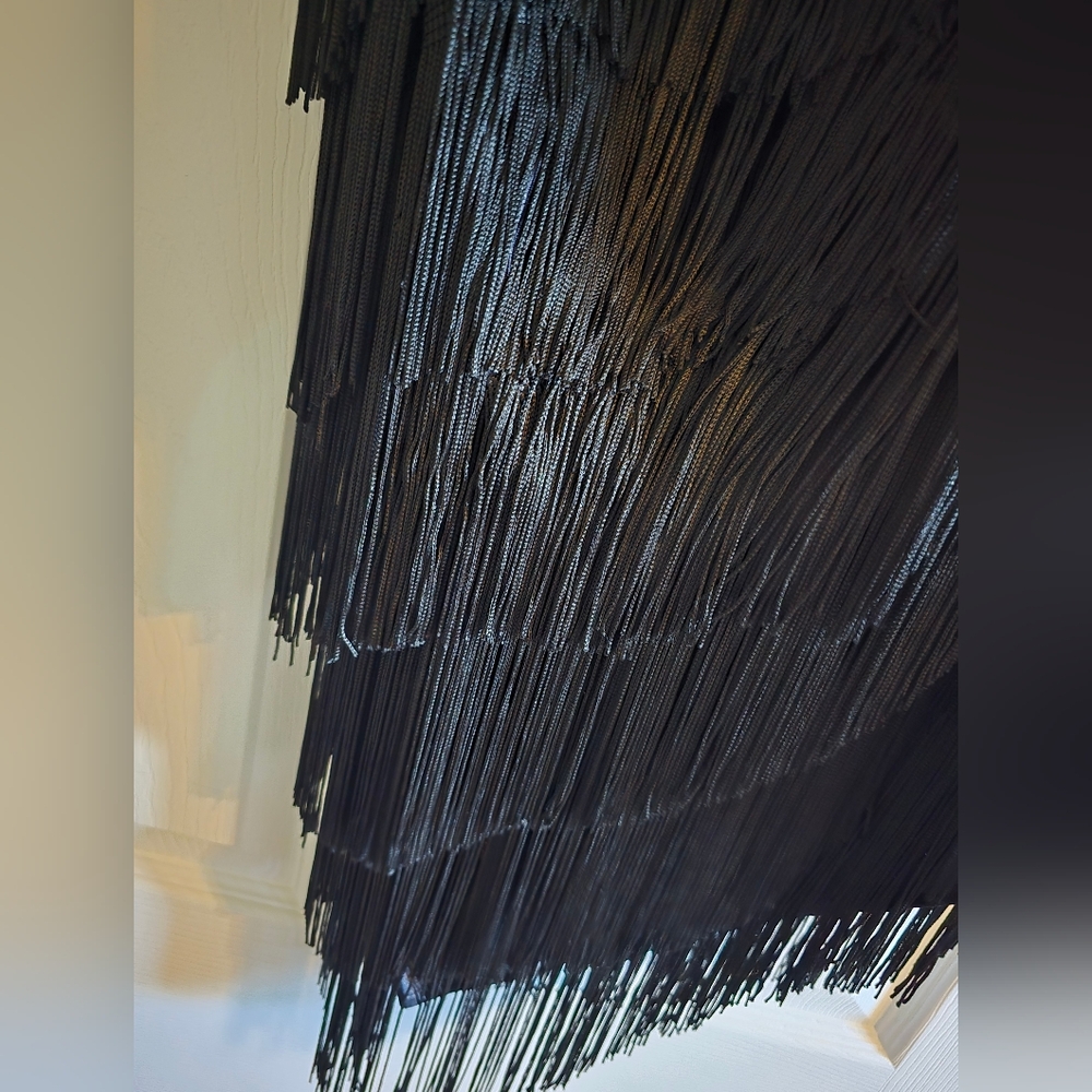 French Connection Black Fringe Slip Mini Dress - Picture 3 of 4